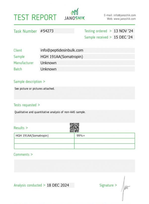 Somatropin Fragment (191AA) - Synthetic Polypeptide Complex (10 vials)