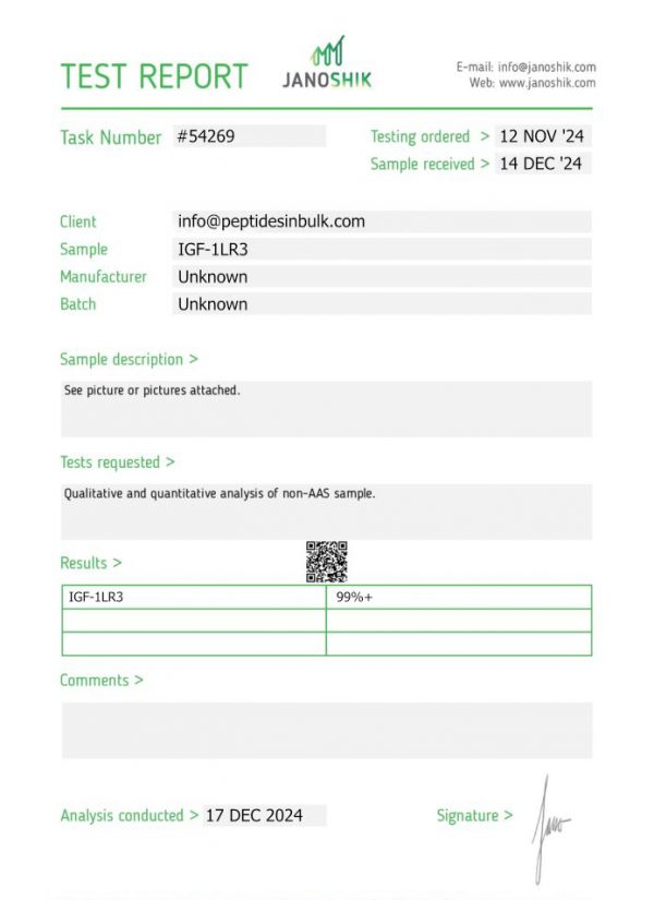 IGF-1 LR3 - Long-Chain Somatomedin Analog Research Reagent (10 vials)