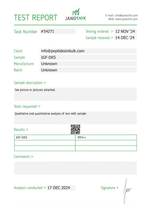 IGF-DES (1-67) - Synthetic Polypeptide Laboratory Compound (10 vials)